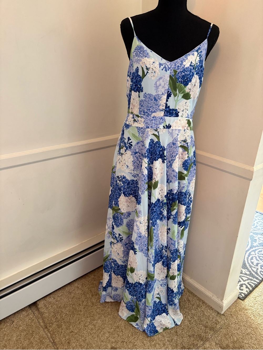 Cece Women’s Maxi Floral Dress-Adjustable Spaghetti Straps-Side Zip-Sz 12